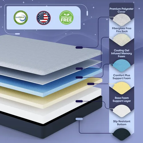 Miniatura 2 de Celestial Sleep - Colchón de espuma viscoelástica con gel en caja, fabricado en EE. UU., Certificado CertiPUR-US®, Certificado Oeko-Tex