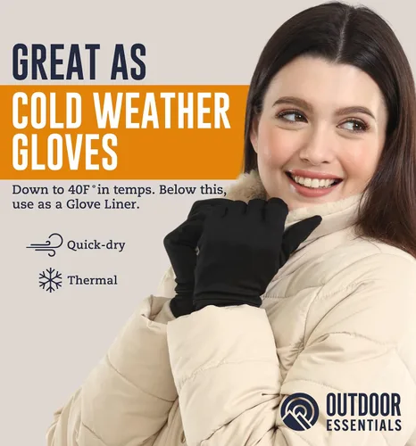Miniatura 4 de Guantes para correr con pantalla táctil, forro térmico de invierno para clima frío para hombres y mujeres, guantes negros delgados, ligeros