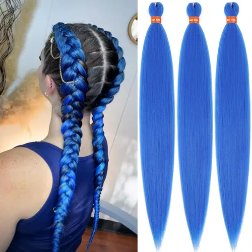 Miniatura 41 de Cabello trenzado preestirado ombré, extensiones de cabello trenzado sedoso, sin picazón, trenzas de cabello trenzado de ganchillo con textura Yaki