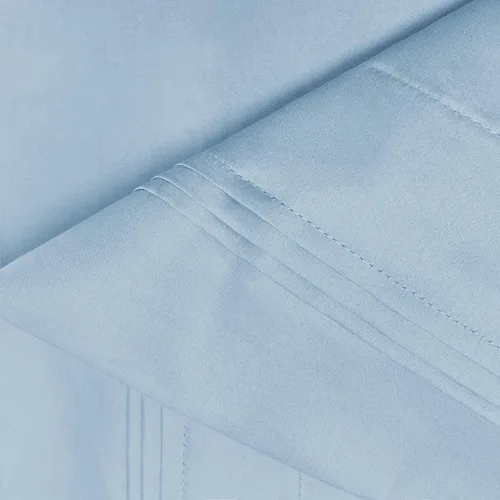 Miniatura 3 de Superior 100% algodón egipcio de 650 hilos, juego de fundas de almohada estándar de 2 piezas, una sola capa, sólido, azul bebé