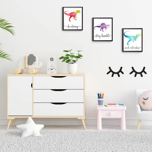 Miniatura 3 de Zonon 9 piezas de 8 x 10 pulgadas dinosaurio decoración de habitación de niño dinosaurio acuarela póster arte de pared palabras motivacionales citas