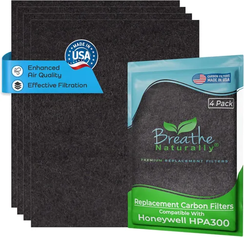 Premium, prefiltros activados de carbono, paquete de 4, compatibles con purificador de aire HPA300 Honeywell