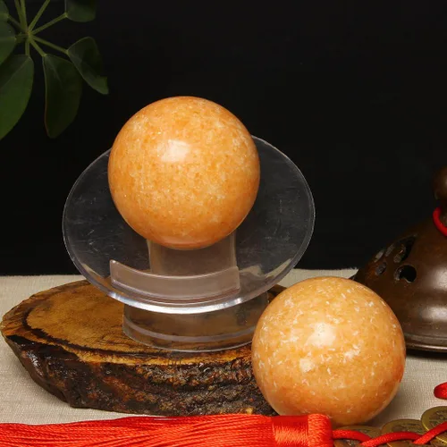 Miniatura 9 de BRABUD TQZDBS030 - Bolas chinas de estrés para la salud de Baoding de mármol naranja en piedra natural con caja