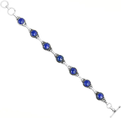 Miniatura 3 de Round Shape Natural & Synthetic Gemstones Silver Plated Bracelets for Women - Vintage Bohemian Style Handmade Birthstone Adjustable Link Bracelet