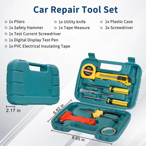 Miniatura 7 de XOOL Kit de emergencia para automóvil con cables de puente, kit de primeros auxilios, correa de remolque y juego de herramientas – Kit de seguridad