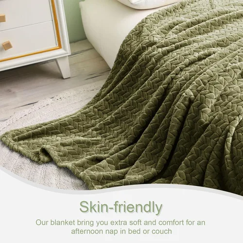 Miniatura 7 de Exclusivo Mezcla Manta de vellón tamaño King para cama, 90 x 104 pulgadas, manta de franela jacquard suave, acogedora y ligera, felpa cálida