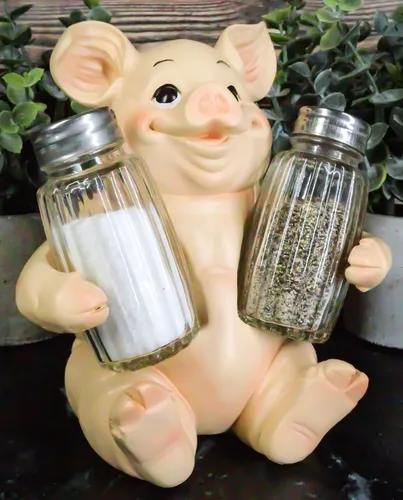 Miniatura 6 de Ebros Gift Animal Farm Granero Cerdo Cerdo Sal Pimienta Shakers Titular Estatuilla Cerdo Cerdo Caprichoso Cerdo Tocino Piglet Estatua Organizador