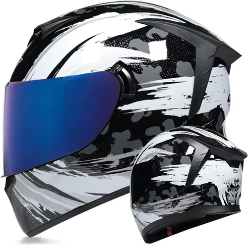 Miniatura 9 de Cascos de motocicleta de cara completa, casco de motocicleta aprobado por ECE/DOT con viseras dobles, casco de motocicleta de cara completa para J