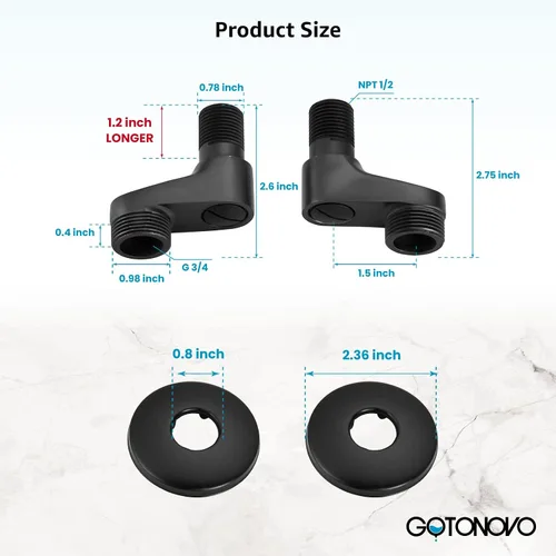 Miniatura 5 de gotonovo Clawfoot - Adaptador de bañera de 3-3/8 pulgadas, brazos oscilantes ajustables para grifo de cocina, bañera, baño, ducha, juego de grifos