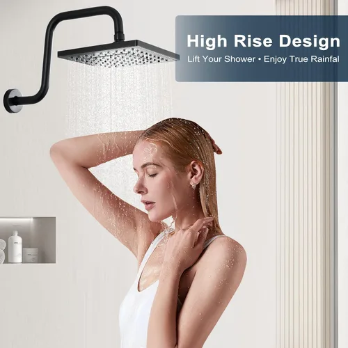 Miniatura 8 de BRIGHT SHOWERS Brazo de extensión de cabezal de ducha de 13 pulgadas con brida, brazo elevador en forma de "S" de alto alcance, brazo de tubo