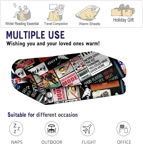 Miniatura 5 de Manta de hockey, regalos para niños y niños, suave y acogedora ropa de cama de hockey, manta de vellón, regalos de hockey para hombres y mujeres