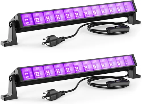 Miniatura 12 de Actualización de luz negra LED de 60W, luces negras para fiesta brillante, barra de luz negra con enchufe y interruptor, cada una ilumina 32x32