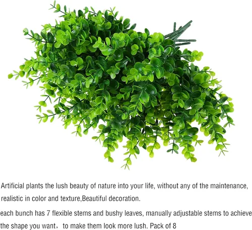 Miniatura 3 de XLFAQXM Plantas artificiales, flores, hierba, arbustos, paquete de 8 flores de plástico sintético que no se decoloran, para exteriores, para granja