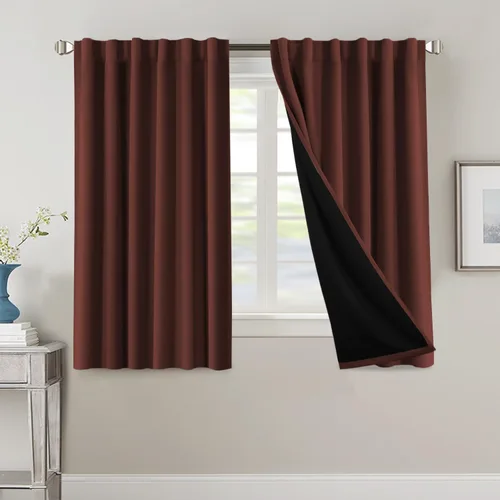 Miniatura 13 de H.VERSAILTEX Cortinas 100% opacas para dormitorio con forro negro, cortinas de oscurecimiento de habitación completa, con aislamiento térmico