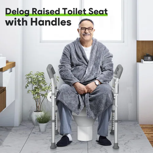 Miniatura 2 de Asiento de inodoro elevado con asas, marco de seguridad médica resistente de 400 libras, asistencia de baño para personas mayores, discapacitados
