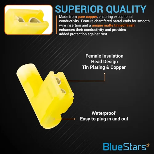 Miniatura 4 de BlueStars 100 terminales de pala de bandera de 90 grados hembra, amarillo 12-10 AWG, conector de cable de desconexión rápida de nailon, ángulo