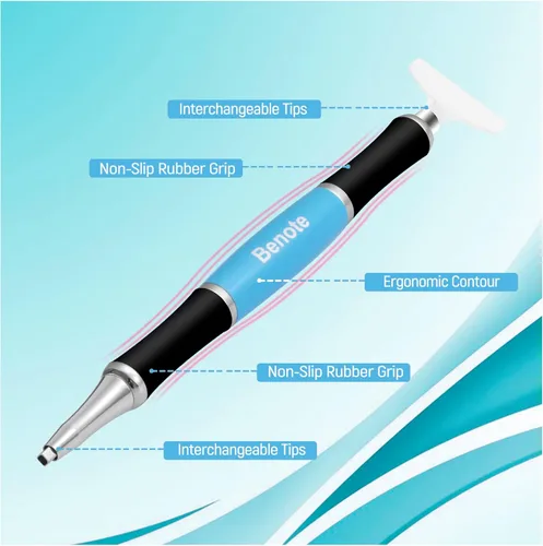 Miniatura 5 de benote Bolígrafo ergonómico de pintura de diamante con doble punta de rosca de metal de goma, bolígrafo redondo y cuadrado para arte, manualidades