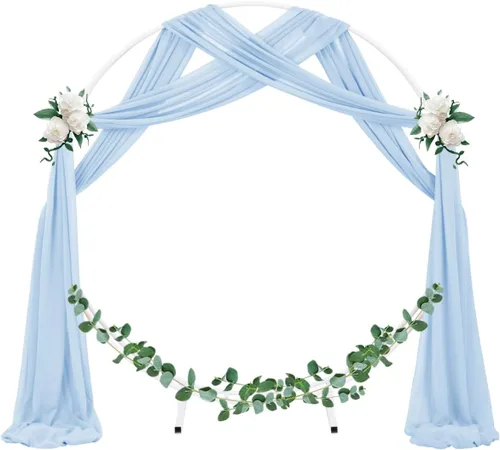 Miniatura 2 de Socomi 2 paneles de tela para arco de boda, 29 pulgadas x 19 pies, cortinas de gasa transparente azul bebé, 6 yardas para decoración de boda