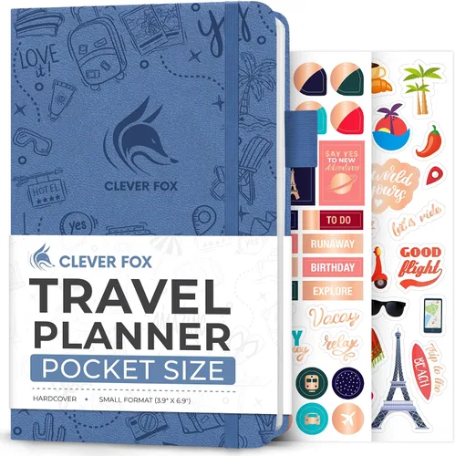 Miniatura 17 de Clever Fox Bolsillo para diario de viaje, organizador de itinerarios de vacaciones y viajes por carretera, diario de memoria de viaje, cuaderno