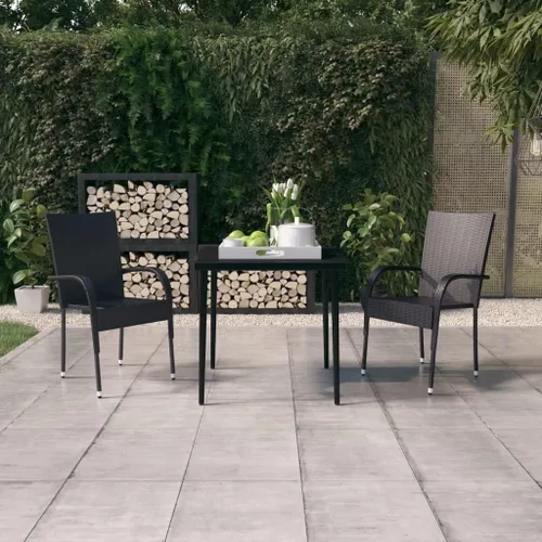 Miniatura 11 de Ensemble de Jardin 7 Pièces Gris et Noir avec Table en Verre, Meubles de Modernes et Résistants aux Intempéries Pour Terrasse, Balcon ou Jardin