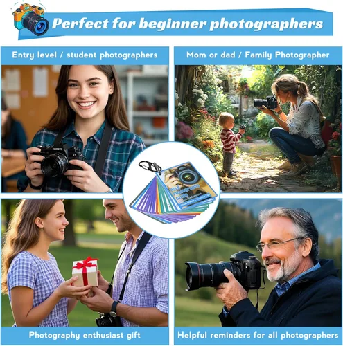 Miniatura 5 de OCQOTAT Hoja de trucos de fotografía para cámaras DSLR, accesorios para Canon Nikon Sony, tarjetas de referencia rápida, libro de fotógrafos
