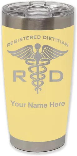 Miniatura 13 de LaserGram Vaso aislado al vacío de 20 onzas, dietista registrado RD, grabado personalizado incluido (negro)
