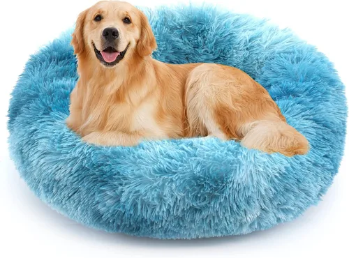 Miniatura 36 de NOYAL Cama Calmante en Forma de Rosquilla para Perros Pequeños a Medianos y Gatos - Cama para Mascotas de Felpa de Piel Sintética Anti-Ansiedad