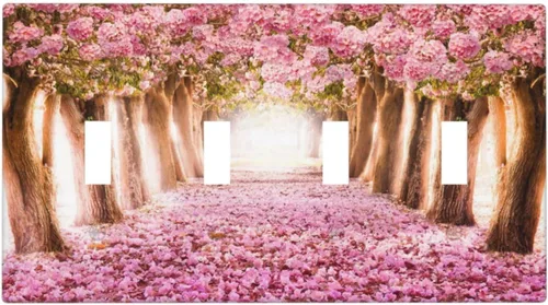 Miniatura 63 de Cubiertas de placa de pared de 3 gang con interruptor de luz de triple palanca, en negro y dorado con esplendor de oro rosa, estampado floral