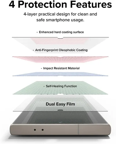 Miniatura 6 de Ringke Película doble fácil [protección de 4 capas] compatible con Samsung Galaxy S24 Ultra Protector de pantalla 5G, revestimiento de reparación