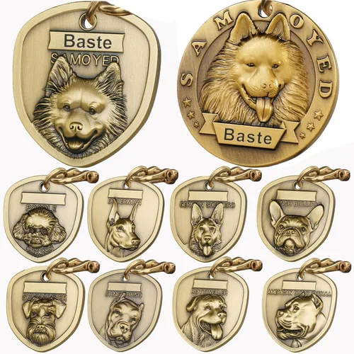 Miniatura 11 de Etiquetas para Perros Golden Retriever Personalizadas para Mascotas Etiqueta de Identificación de Nombre de Perro Grabada Personalizada de Cobre 023
