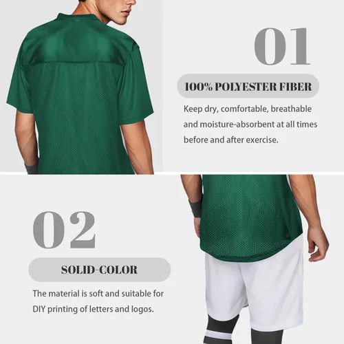 Miniatura 4 de Camiseta de fútbol en blanco, camiseta de fútbol de malla lisa de los años 90, hip hop, retro, activa, unisex, para entrenamiento, camiseta