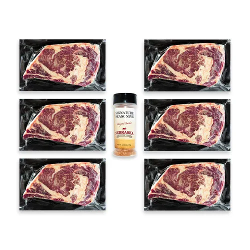 Miniatura 8 de Nebraska Star Beef Prestige Steaks - 6 paquetes con condimento (filetes de 6 a 5 onzas)
