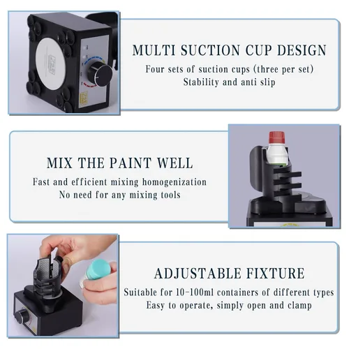 Miniatura 4 de Mini mezclador de vórtice, mezclador de pintura modelo manos libres, 300 ~ 2400 rpm, agitador de velocidad ajustable de tres etapas, adecuado