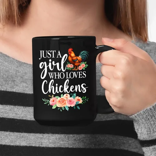 Miniatura 3 de Taza de pollo con texto en inglés "I Just A Girl Who Loves Chickens", taza de pollo personalizada, regalo personalizado para amantes de los pollos