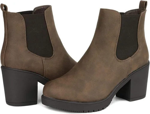 Miniatura 3 de DREAM PAIRS. FRE - Botines de tacón alto estilo Chelsea para mujer