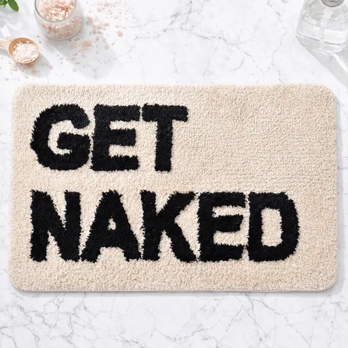 Get Naked - Alfombra de baño antideslizante, bonita alfombra de baño copetuda, alfombra de baño de microfibra lavable para interiores, para baño,