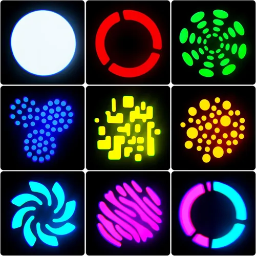 Miniatura 2 de U`King DMX - Luz LED de cabeza móvil, 25 W, luces de DJ con 7 GOBO de 7 colores e iluminación blanca abierta de escenario por DMX y foco activado