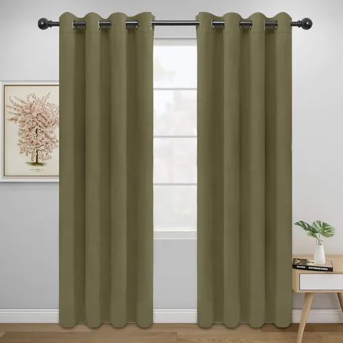 Miniatura 91 de Easy-Going - Cortinas opacas para dormitorio, aislamiento térmico sólido con ojales, cortinas de ventana para reducción de ruido, cortinas