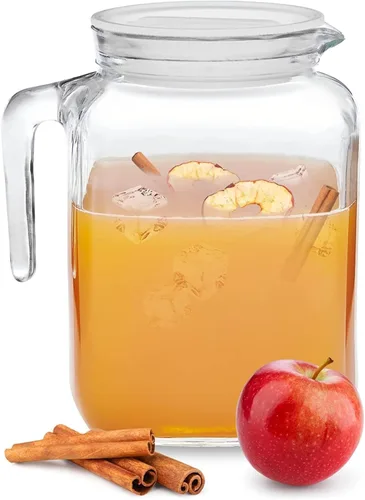 Jarra de vidrio con tapa hermética y boquilla Bormioli Rocco [68 onzas], ideal para zumos caseros, tés helados o botellas de leche