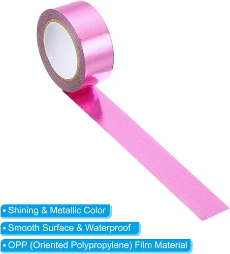Miniatura 3 de PATIKIL Cinta adhesiva metálica Washi de 0.591 in x 16.4 ft, paquete de 6 calcomanías adhesivas de papel de arte para bricolaje, manualidades, Rosa