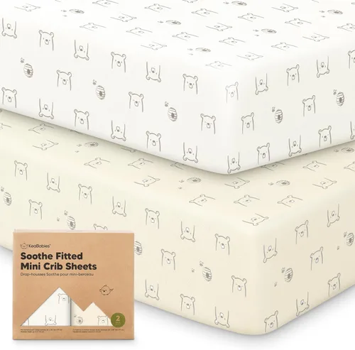 Miniatura 27 de 2 paquetes de sábanas ajustadas para mini cuna - 38x26 sábanas Pack N Play para colchón Pack and Play, algodón orgánico, ropa de cama transpirable