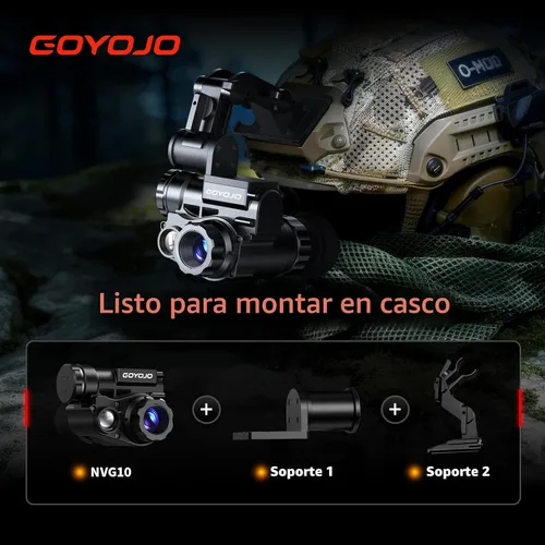 Miniatura 8 de GOYOJO Gafas de visión nocturna monocular montadas en casco, NVG HD 1080P con zoom 3X e infrarrojo ajustable, IP66 impermeable para caza, NVG 1080P