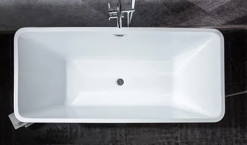 Miniatura 4 de Vinter - Bañera de acrílico independiente de fondo plano (59 pulgadas), color blanco