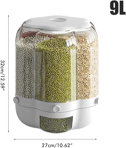 Miniatura 4 de Enfudid Contenedor de almacenamiento de granos para alimentos, dispensador de arroz de 6 rejillas de gran capacidad, caja de almacenamiento