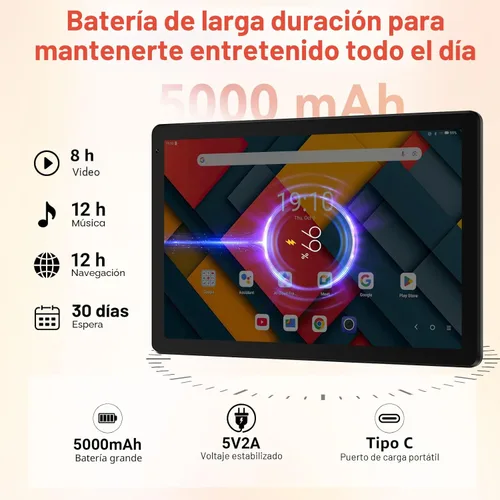Miniatura 6 de URAO Tableta, tableta Android de 10.1 pulgadas con procesador Octa-core 30GB RAM 128GB ROM HD IPS pantalla táctil 8H batería, Wi-Fi 6, BT 5.4