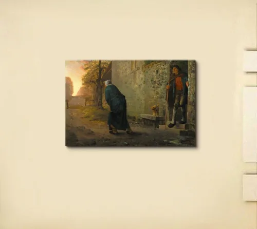 Miniatura 3 de wall26 - Waiting by Jean-Francois Millet - Lienzo impreso para pared, reproducción de pintura famosa - 12 x 18 pulgadas