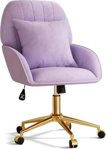 Miniatura 11 de Silla de escritorio para oficina en casa cómoda con ruedas ajustables y giratorias, silla moderna de terciopelo para maquillaje con respaldo y Blanco