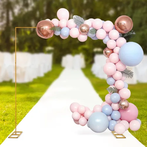 Miniatura 10 de Kit de tubo para telón de fondo de fiesta de boda de 6.6 x 6.6 ft, marco de cortina telescópico, soporte de decoración de fondo de fiesta de acero