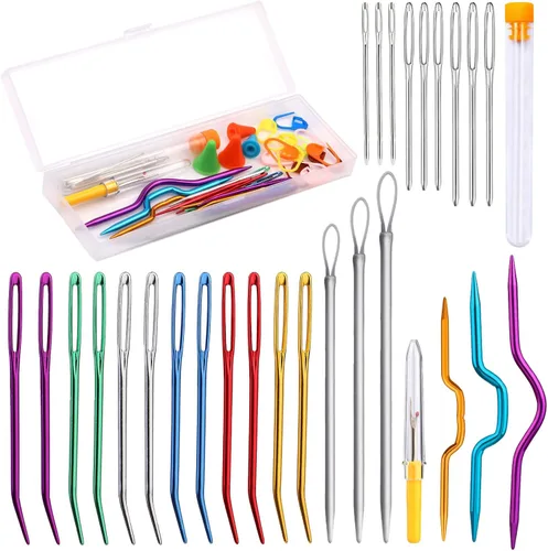 ZMAAGG 43 agujas de hilo, agujas de tapiz, agujas romas de ojo grande, agujas de zurcado para ganchillo con agujas de lana, agujas de cable de