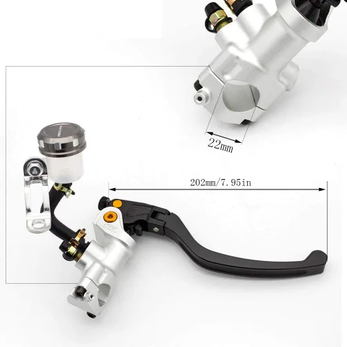 Miniatura 4 de 7/8 "0.866 in universal motocicleta doble hidráulico freno embrague palancas cilindro maestro para 300cc-1800cc Sport bike/Street bike/Scooter